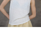 100% Hemp Knitted Thin Tank Top For Women Solid Color Summer Round Neck Sleeveless New Breathable Tops White Tops