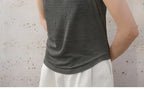 100% Hemp Knitted Thin Tank Top For Women Solid Color Summer Round Neck Sleeveless New Breathable Tops White Tops