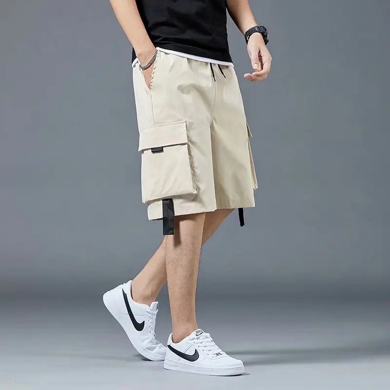Loose Casual Basketball Shorts for Men Summer Trendy American Style Loose plus Size Workwear Five-Quarter Length Pants