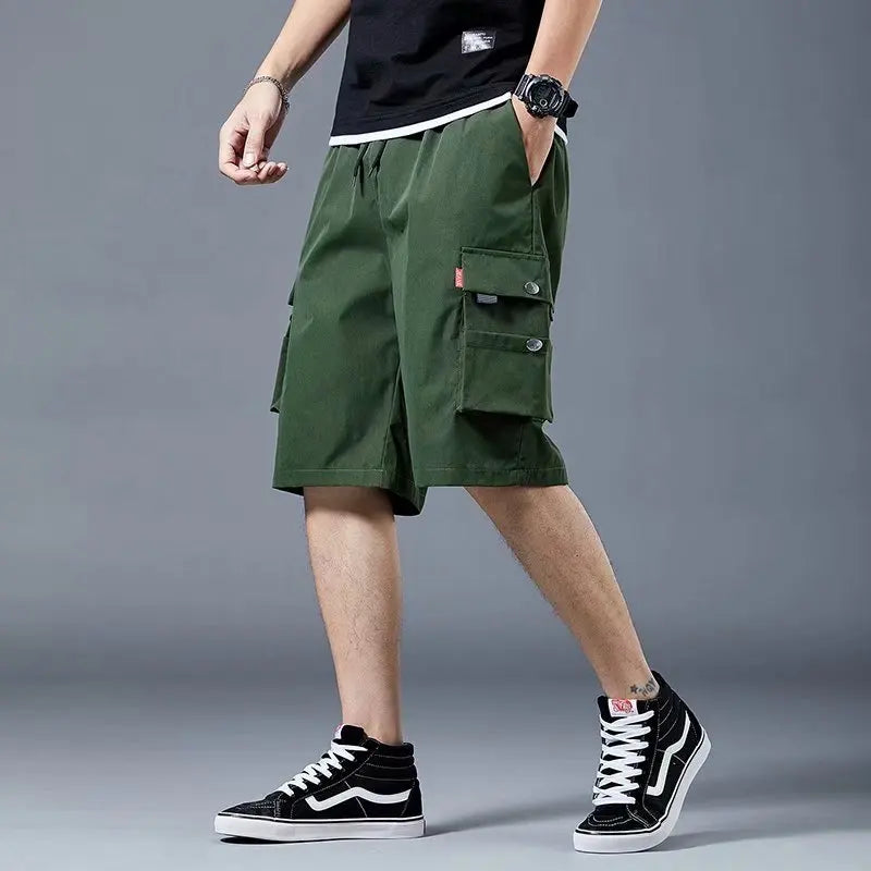 Loose Casual Basketball Shorts for Men Summer Trendy American Style Loose plus Size Workwear Five-Quarter Length Pants