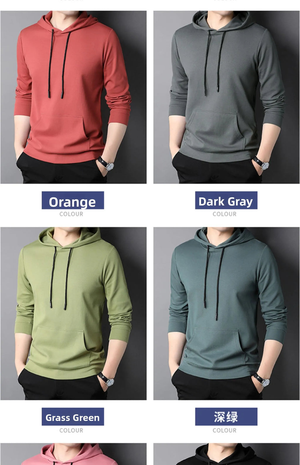 Spring Autumn Thin Pure Cotton Hoodie Men's Slim Fit Korean Sle Trendy  Color Long Sve T-irt Casual Comfortable