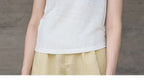 100% Hemp Knitted Thin Tank Top For Women Solid Color Summer Round Neck Sleeveless New Breathable Tops White Tops