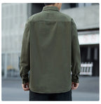 Men's Pure Cotton Long Sleeve Shirt Vintage Workwear Simple Style Autumn Winter New Arrival Casual Versatile Top Youth Fashion
