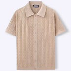 Summe Embroidery Men's Short Sleeved Fashion knitted Shirt 2025 Men's Business Solid Color Casual Button Cardigan POLO Shirt Top