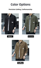Men's Pure Cotton Long Sleeve Shirt Vintage Workwear Simple Style Autumn Winter New Arrival Casual Versatile Top Youth Fashion