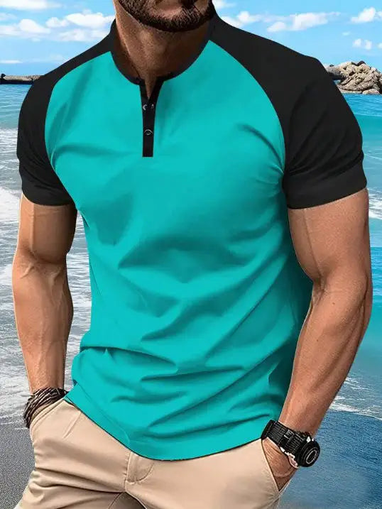 Men's Summer Quick-dry  Shirt Button-down Henry Collar Sport  Top Thin Cool Sensation Pure Color Other Style