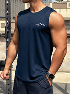 New Trend Men's Pull-Over Crew Neck Vest Mesh Fitness Breathable Vest Blazer Men's Quick Drying Sweat Absorption T-Shirt