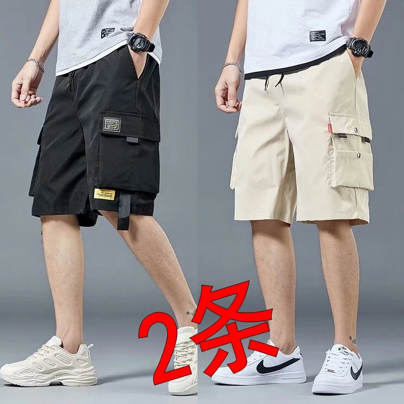 Loose Casual Basketball Shorts for Men Summer Trendy American Style Loose plus Size Workwear Five-Quarter Length Pants