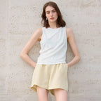 100% Hemp Knitted Thin Tank Top For Women Solid Color Summer Round Neck Sleeveless New Breathable Tops White Tops