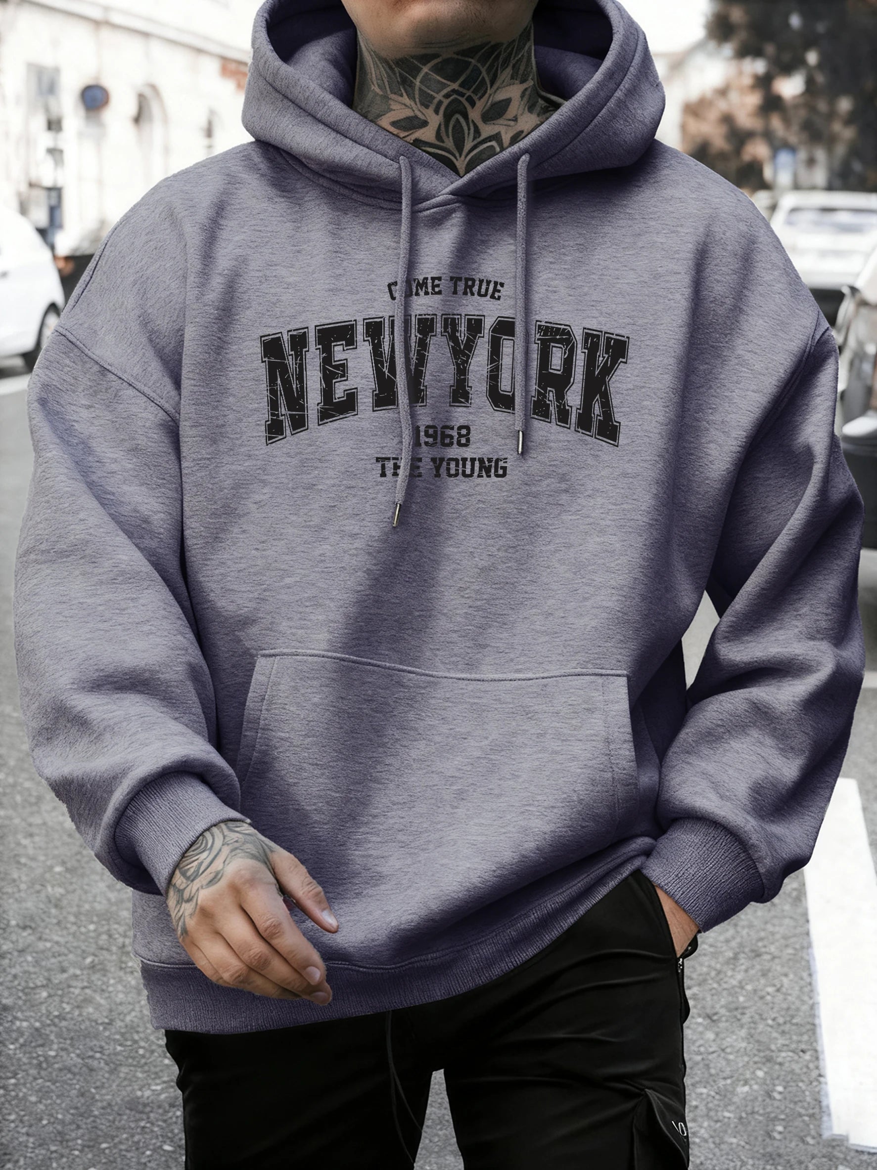 Come Ture New York 1968 The Young Printed Man Pullover Trendy Fleece Hoodie Autumn O-Neck Clothes Crewneck Male Sportswear