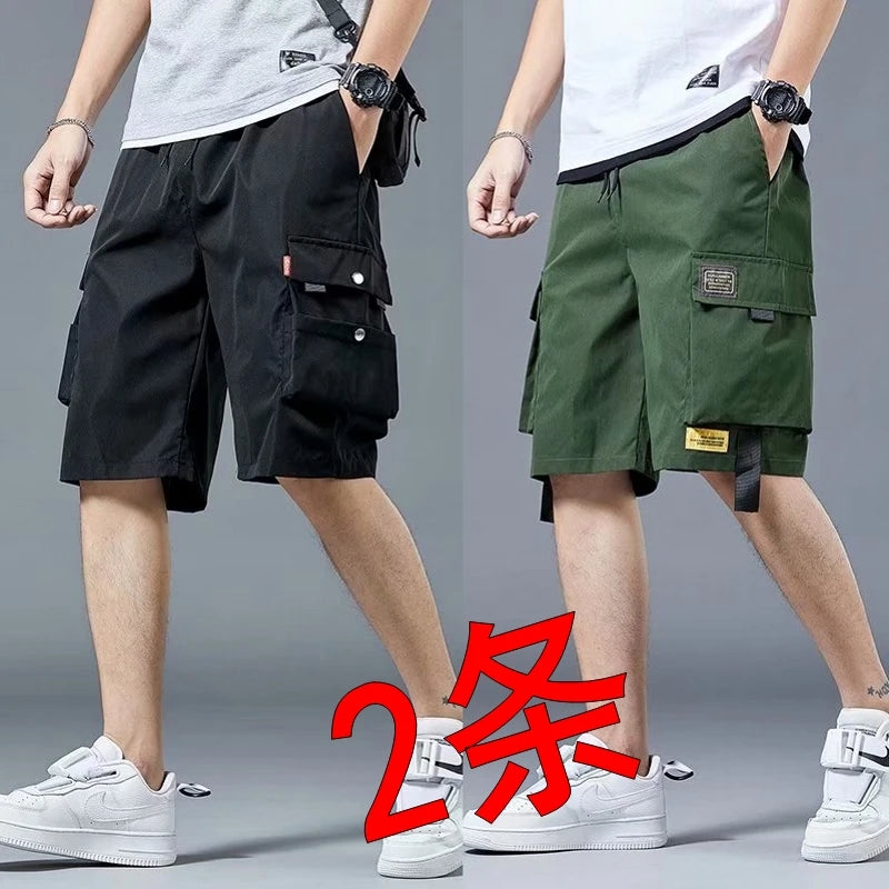Loose Casual Basketball Shorts for Men Summer Trendy American Style Loose plus Size Workwear Five-Quarter Length Pants