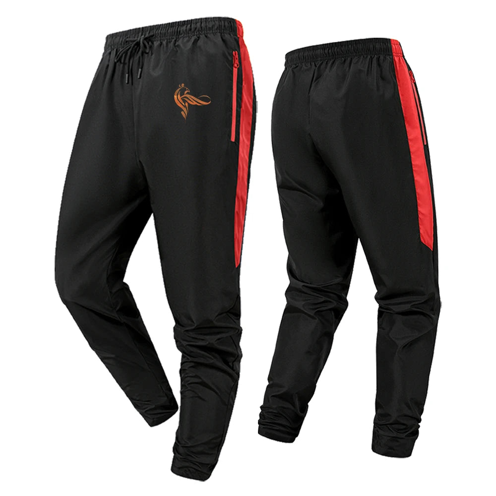 Men's Athletic Pants with Side Stripe Phoenix Print with Elastic Drawstring Waist and Zipper Pockets for Gym Training Running