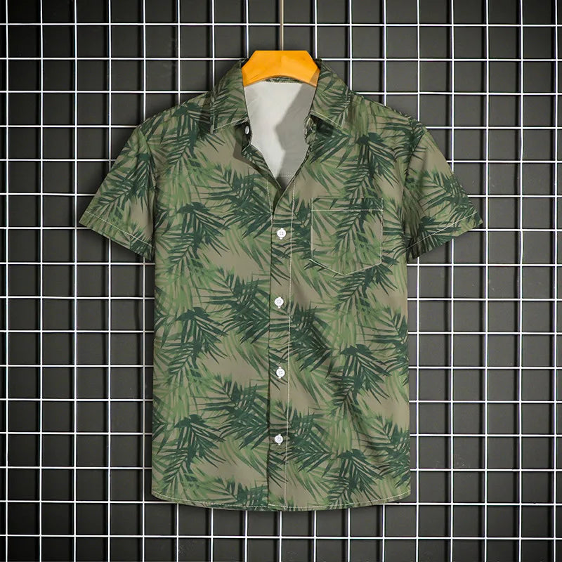 Men's Short Sleeve Printed Shirt Haibinzoulu Fashion Tops Casual Summer Tee