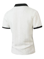 Men's Casual Knitted Polo Shirt Short Sleeve Pure Color Business Style Neck Roll up Summer Fashion City Wear for 24-35 Years Old