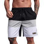 Men's Casual Color Block Short Pants American Loose Straight Leg Five-Quarter Length Summer New Sporty Trendy Polyester Fiber