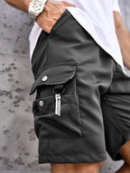 Men's Solid Cargo Shorts with Flap Pockets, Versatile And Trendy for Summer Outdoors And Sports Wear, 100% Polyester