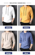 Spring Autumn Thin Pure Cotton Hoodie Men's Slim Fit Korean Sle Trendy  Color Long Sve T-irt Casual Comfortable