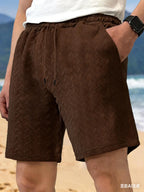 Luxury Shorts Men'S Jacquard Loose Solid Color Drawstring Casual Short Pants Summer Casual Wide Leg Loose Sweatpants For Man