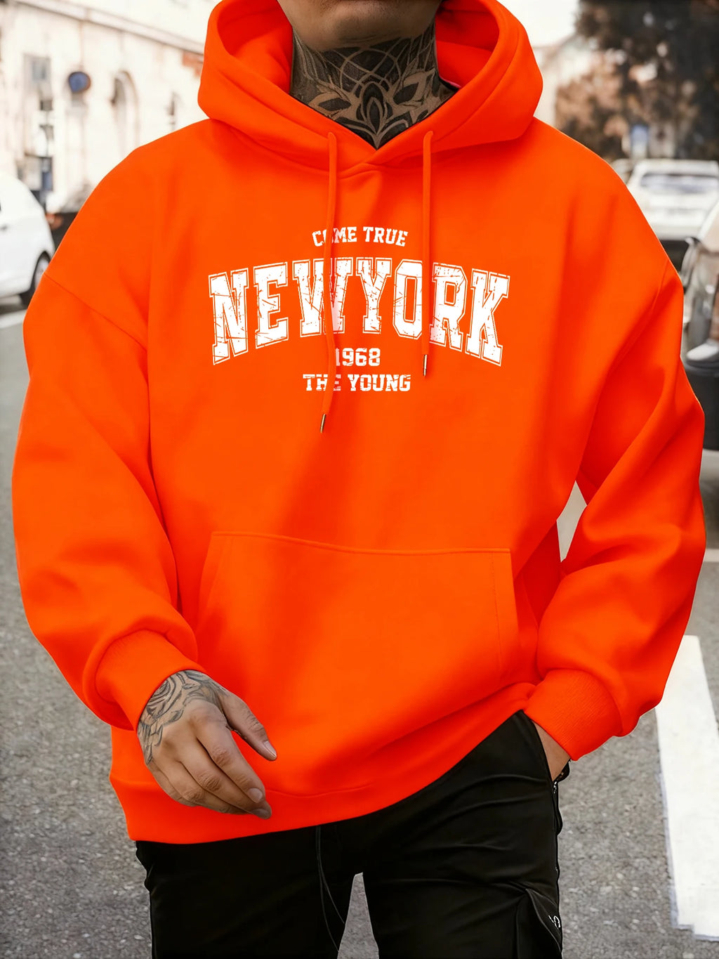 Come Ture New York 1968 The Young Printed Man Pullover Trendy Fleece Hoodie Autumn O-Neck Clothes Crewneck Male Sportswear