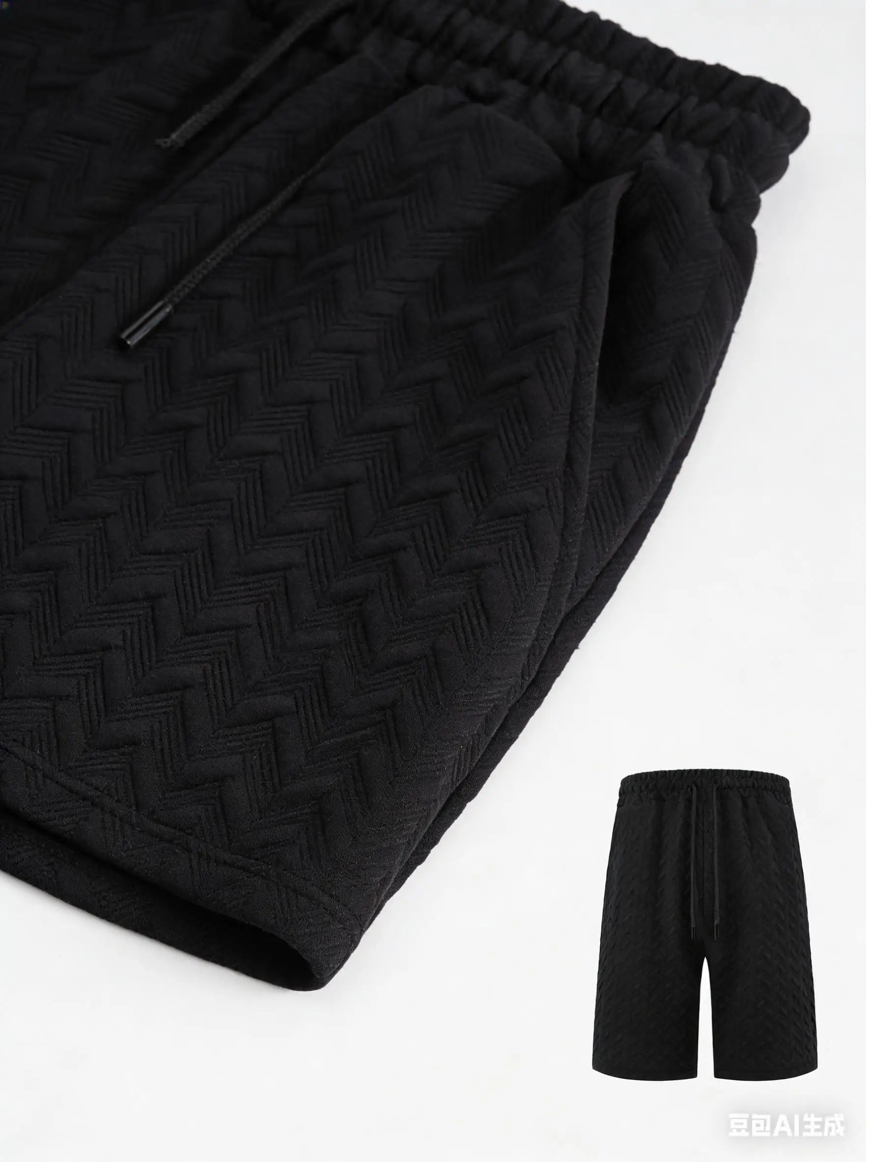 Luxury Shorts Men'S Jacquard Loose Solid Color Drawstring Casual Short Pants Summer Casual Wide Leg Loose Sweatpants For Man