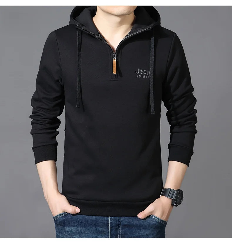 Spring Autumn Casual Hoodie Men Loose Fce Long Sve T-irt Sports Outerwear Comfortable Breathable Cotton Polyester Blend