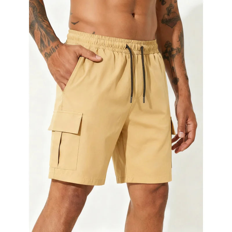 Men's Ice Silk Cargo Shorts Summer Loose Straight Knee Length Breathable Quick Dry Casual Sports Shorts Plus Size Multi Color Av
