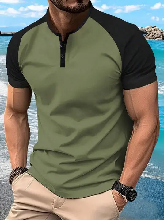 Men's Summer Quick-dry  Shirt Button-down Henry Collar Sport  Top Thin Cool Sensation Pure Color Other Style