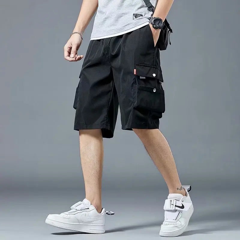Loose Casual Basketball Shorts for Men Summer Trendy American Style Loose plus Size Workwear Five-Quarter Length Pants