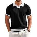 Summefashion Patchwork Knitted Polo Shirts Men Business Casual Turn Down Collar Knit Polos Male Vintage Short Sleeve Tees Tops