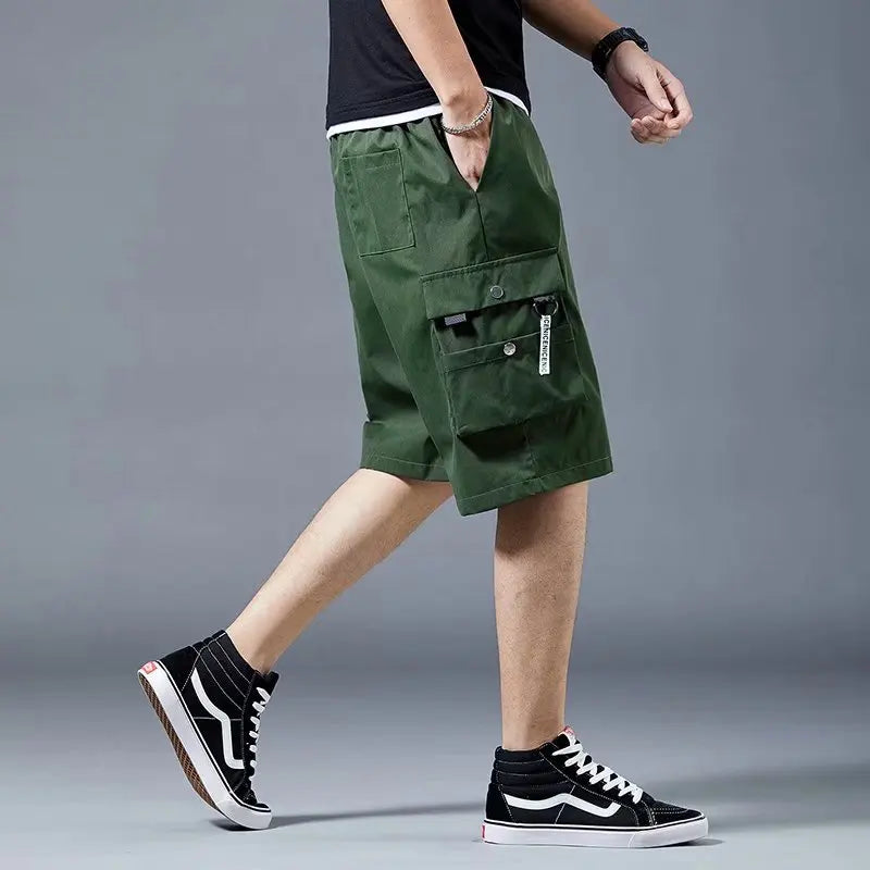 Loose Casual Basketball Shorts for Men Summer Trendy American Style Loose plus Size Workwear Five-Quarter Length Pants