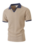 Men's Casual Knitted Polo Shirt Short Sleeve Pure Color Business Style Neck Roll up Summer Fashion City Wear for 24-35 Years Old