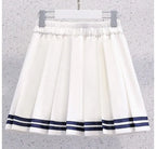 Girls Summer Casual Striped Sailor Collar Short Sleeve Suits 4 6 8 10 12 14 Years Girls JK Style Fashion Tops+Skirts 2pcs Sets